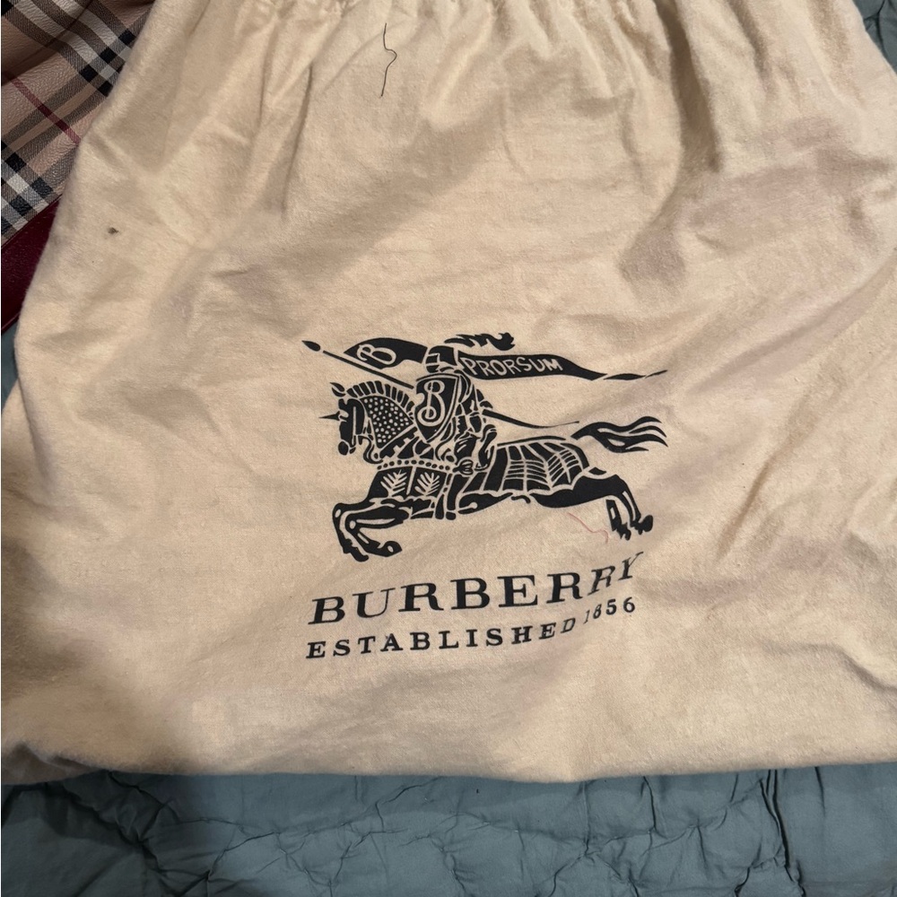 Medium Burberry Handbag with Red handles and trim